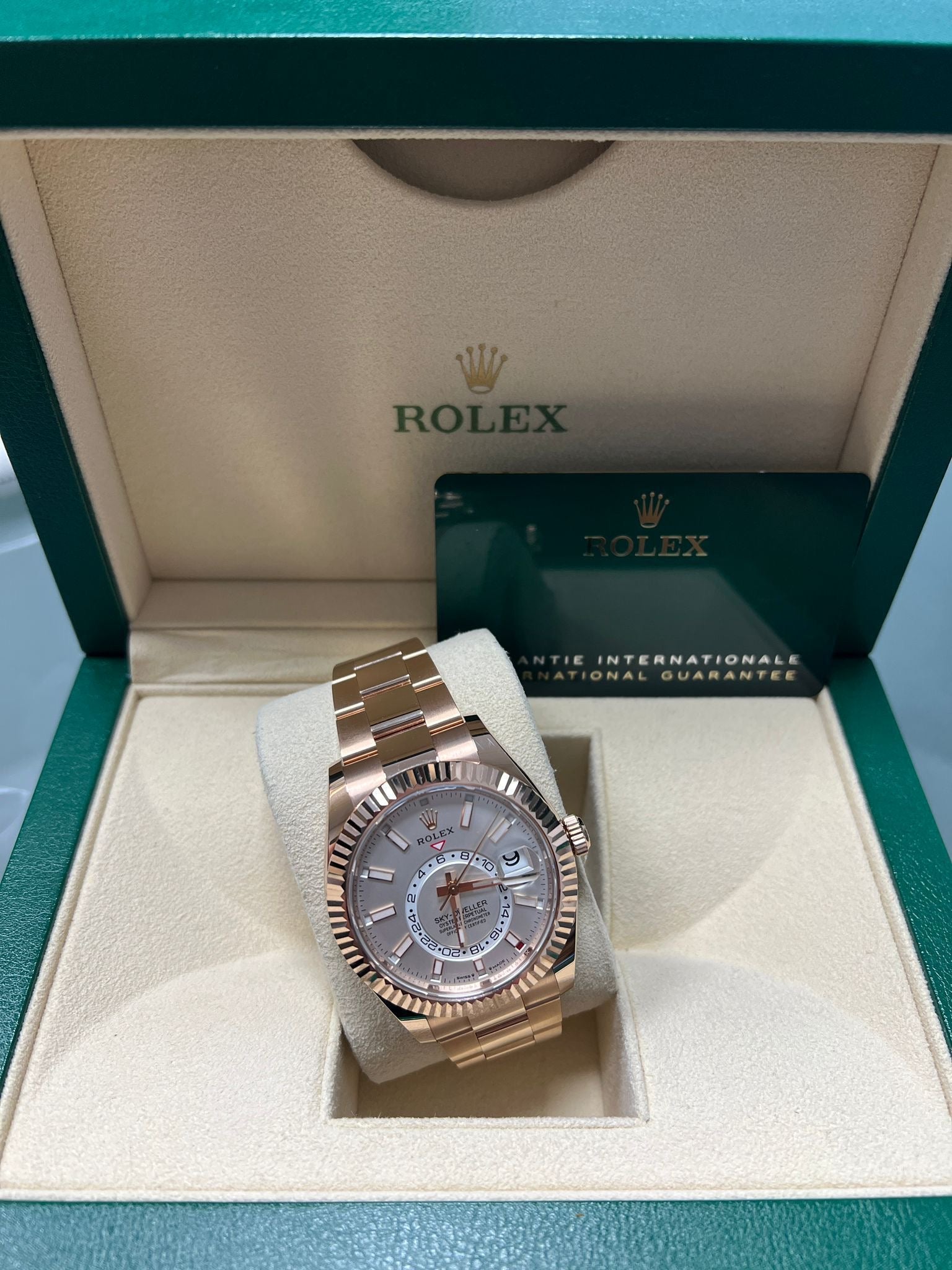 Rolex Sky Dweller 42 White Dial Rose Gold Oyster Mens Watch 336935