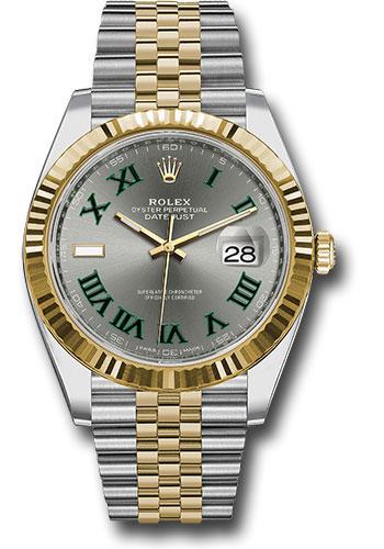Rolex Steel and Yellow Gold Rolesor Datejust 41 Watch - Fluted Bezel - Slate Green Roman Dial - Jubilee Bracelet - 126333 Wimbledon