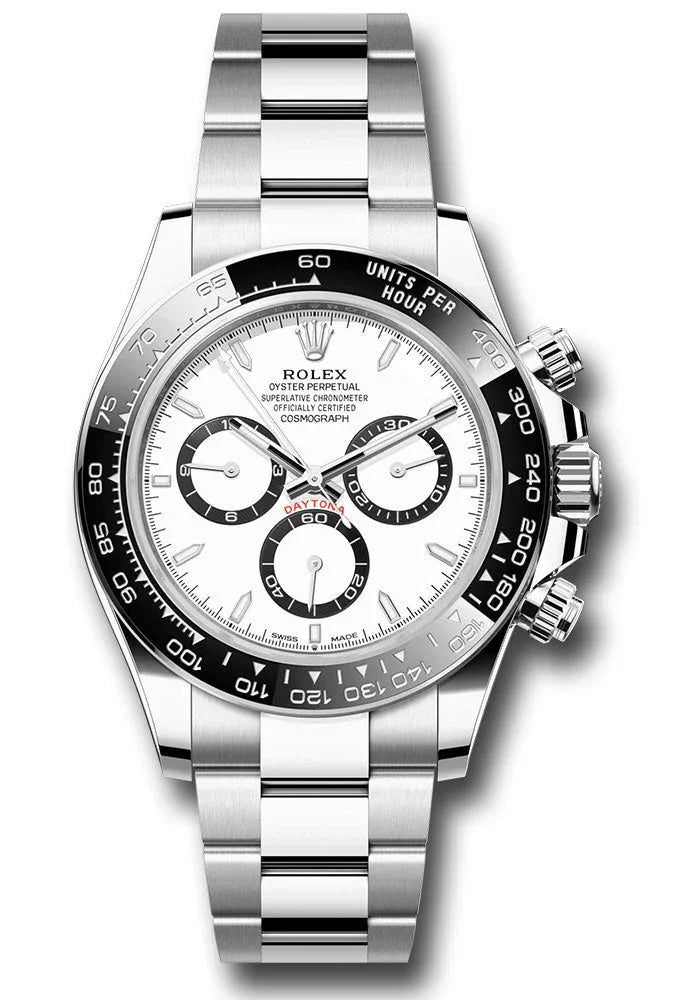 Rolex Oystersteel Cosmograph Daytona Watch - Black Cerachrom Bezel - White Index Dial - Oyster Bracelet - 126500ln PANDA