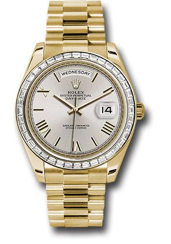 Rolex Yellow Gold Day-Date 40 Watch - Bezel - Silver Bevelled Roman Dial - President Bracelet - 228398TBR sdrp