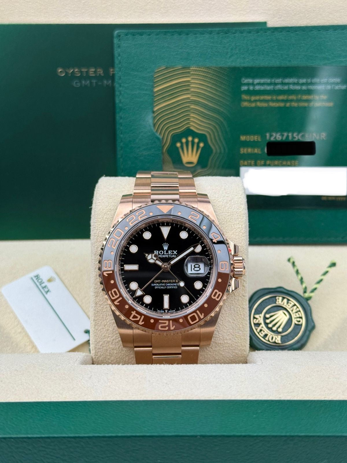 Rolex Everose GMT-Master II 40 Watch - Black And Brown Bezel - Black Dial - Oyster Bracelet - 126715CHNR bk ROOTBEER