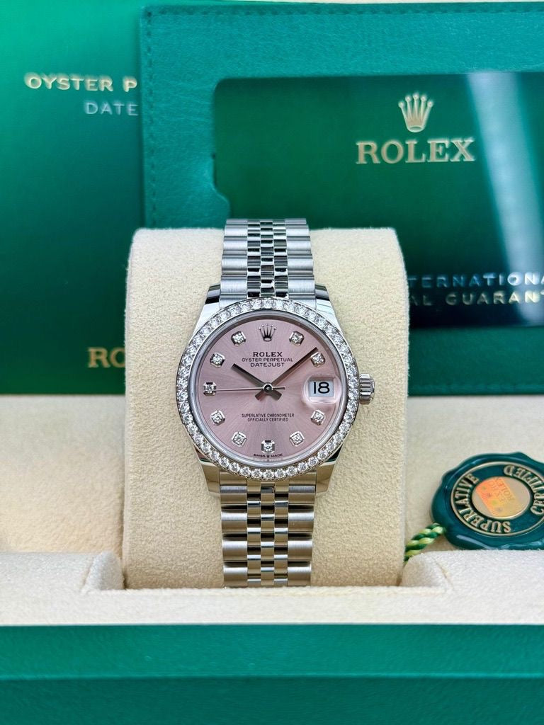 Rolex Steel and White Gold Datejust 31 Watch - Diamond Bezel - Pink Diamond Dial - Jubilee Bracelet - 278384RBR pdj