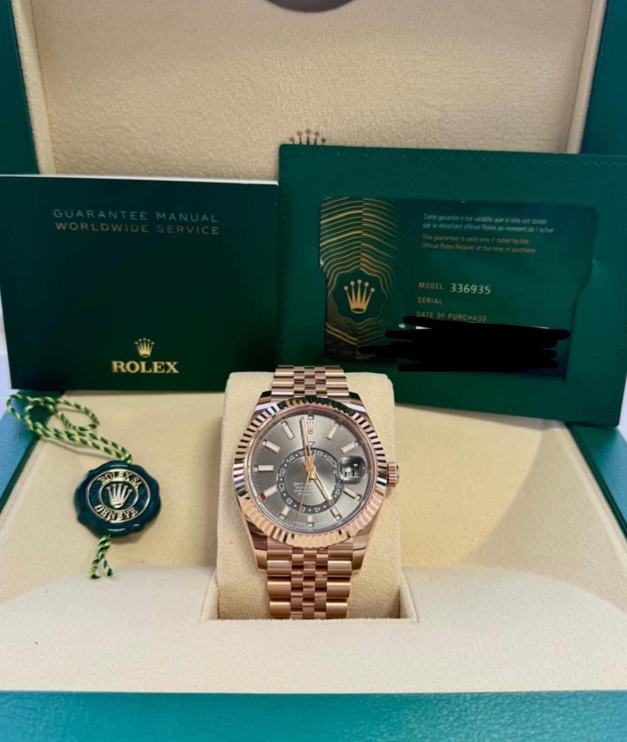 Rolex Sky-Dweller 42mm Slate Dial Fluted Bezel Jubilee Bracelet - 336935 | Rhodium dial