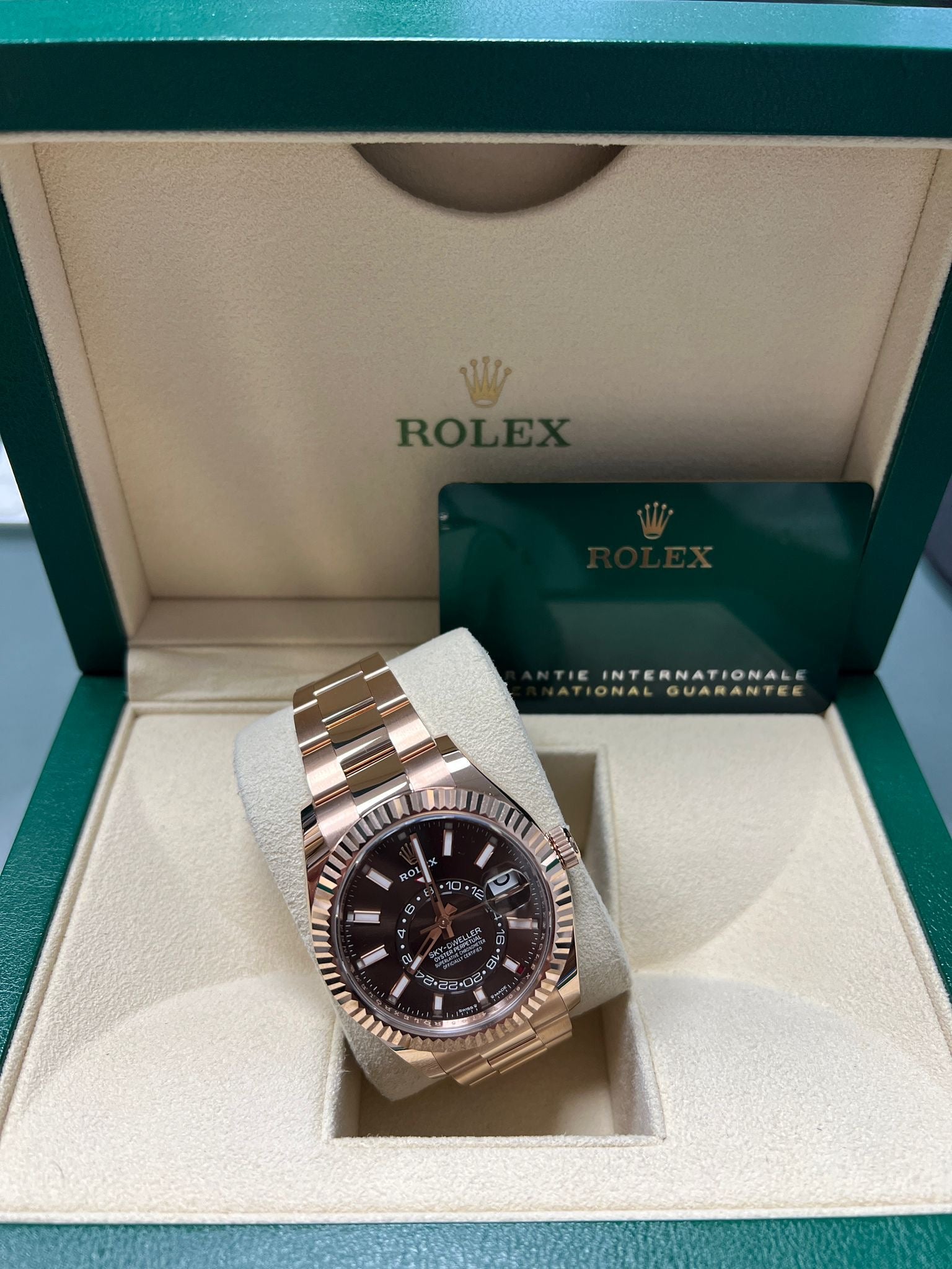 Rolex Sky Dweller 42 Chocolate Dial Rose Gold Oyster Mens Watch 336935