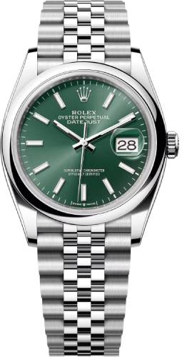 Rolex Datejust 36 Stainless Steel Mint Green Index Dial & Smooth Domed Bezel Jubilee Bracelet - 126200