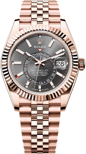 Rolex Sky-Dweller 42mm Slate Dial Fluted Bezel Jubilee Bracelet - 336935 | Rhodium dial