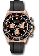 Rolex Everose Gold Cosmograph Daytona 40 Watch - Black Index Dial - Black Oysterflex Strap - 116515LN bkpof