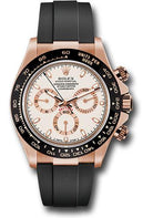 Rolex Everose Gold Cosmograph Daytona 40 Watch - Ivory Colored Index Dial - Black Oysterflex Strap - 116515LN iiof