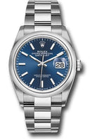 Rolex Steel Datejust 36 Watch - Domed Bezel - Blue Index Dial - Oyster Bracelet - 2019 Release - 126200 blio