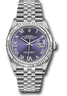 Rolex Steel Datejust 36 Watch - Fluted Bezel - Aubergine Purple Diamond Roman VI and IX Dial - Jubilee Bracelet - 2019 Release - 126234 audr69j