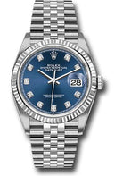 Rolex Steel Datejust 36 Watch - Fluted Bezel - Blue Diamond Dial - Jubilee Bracelet - 2019 Release - 126234 bldj