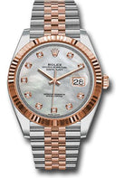 Rolex Steel and Everose Rolesor Datejust 41 Watch - Fluted Bezel - Mother-Of-Pearl Diamond Dial - Jubilee Bracelet - 126331 mdj