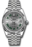 Rolex Steel and White Gold Rolesor Datejust 41 Watch - Fluted Bezel - Slate Green Roman Dial - Jubilee Bracelet - 126334 Wimbledon