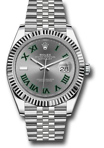 Rolex Steel and White Gold Rolesor Datejust 41 Watch - Fluted Bezel - Slate Green Roman Dial - Jubilee Bracelet - 126334 Wimbledon