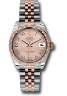 Rolex Steel and Everose Gold Datejust 31 Watch - 24 Diamond Bezel - Pink Roman Dial - Jubilee Bracelet - 178341 prj