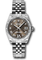 Rolex Steel and White Gold Datejust 31 Watch - 24 Diamond Bezel - Bronze Diamond Roman Vi Roman Dial - Jubilee Bracelet - 178344 brdrj