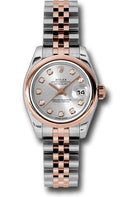 Rolex Steel and Everose Gold Rolesor Lady Datejust 26 Watch - Domed Bezel - Silver Diamond Dial - Jubilee Bracelet - 179161 sdj