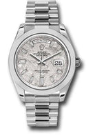 Rolex Rolex Platinum Day-Date 40 Watch - Smooth Bezel - Meteorite Baguette Diamond Dial - President Bracelet - 228206 mtdp