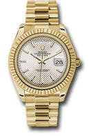 Rolex Yellow Gold Day-Date 40 Watch - Fluted Bezel - Silver Diagonal Motif Index Dial - President Bracelet - 228238 sdmip