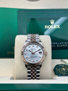 Rolex Steel and Everose Gold Datejust 31 Watch - Fluted Bezel - Silver Diamond Dial - Jubilee Bracelet - 278271 mdj