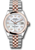 Rolex Steel and Everose Gold Datejust 31 Watch - Domed Bezel - Silver Diamond Dial - Jubilee Bracelet - 278241 mdj