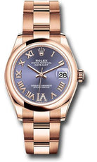 Rolex Everose Gold Datejust 31 Watch - Domed Bezel - Aubergine Diamond Six Dial - Oyster Bracelet - 278245 aubdr6o