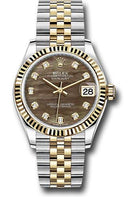 Rolex Steel and Yellow Gold Datejust 31 Watch - Fluted Bezel - Dark Mother-of-Pearl Diamond Dial - Jubilee Bracelet - 278273 dkmdj