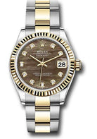 Rolex Steel and Yellow Gold Datejust 31 Watch - Fluted Bezel - Dark Mother-of-Pearl Diamond Dial - Oyster Bracelet - 278273 dkmdo