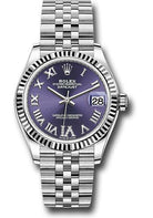 Rolex Steel and White Gold Datejust 31 Watch - Fluted Bezel - Aubergine Roman Diamond 6 Dial - Jubilee Bracelet - 278274 Purple Dial