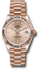 Rolex Everose Gold Datejust 31 Watch - Fluted Bezel - Rose Index Dial - President Bracelet - 278275 rsip