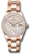Rolex Everose Gold Datejust 31 Watch - Diamond Bezel - Diamond Paved Butterfly Dial - Oyster Bracelet - 278285RBR pmopbo