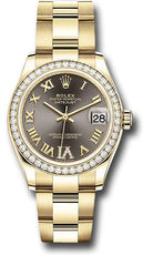 Rolex Yellow Gold Datejust 31 Watch - Diamond Bezel - Dark Grey Diamond Six Dial - Oyster Bracelet - 278288RBR dkgdr6o