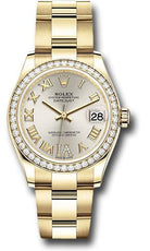 Rolex Yellow Gold Datejust 31 Watch - Diamond Bezel - Silver Diamond Six Dial - Oyster Bracelet - 278288RBR sdr6o