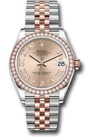 Rolex Steel and Everose Gold Datejust 31 Watch - 46 Diamond Bezel - Rose Roman Dial - Jubilee Bracelet - 278381RBR rorj