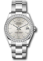 Rolex Steel and White Gold Datejust 31 Watch - Diamond Bezel - Silver Index Dial - Oyster Bracelet - 278384RBR sio