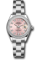 Rolex Steel and White Gold Rolesor Lady-Datejust 28 Watch - 44 Diamond Bezel - Pink Diamond Dial - Oyster Bracelet - 279384RBR pdo