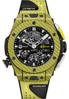 Hublot Big Bang Unico Golf Yellow Carbon Watch - 45 mm - Black Skeleton Dial - Black Rubber With Carbon Fiber Texture Decor and Yellow Calf Leather Strap Limited Edition of 100-416.YY.1120.VR