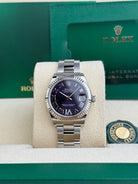 Rolex Steel and White Gold Datejust 31 Watch - Fluted Bezel - Aubergine Roman Diamond 6 Dial - Oyster Bracelet - 278274 Purple Dial