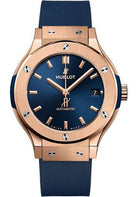 Hublot Classic Fusion King Gold Blue Watch - 38 mm - Blue Dial - Blue Lined Rubber Strap-565.OX.7180.RX