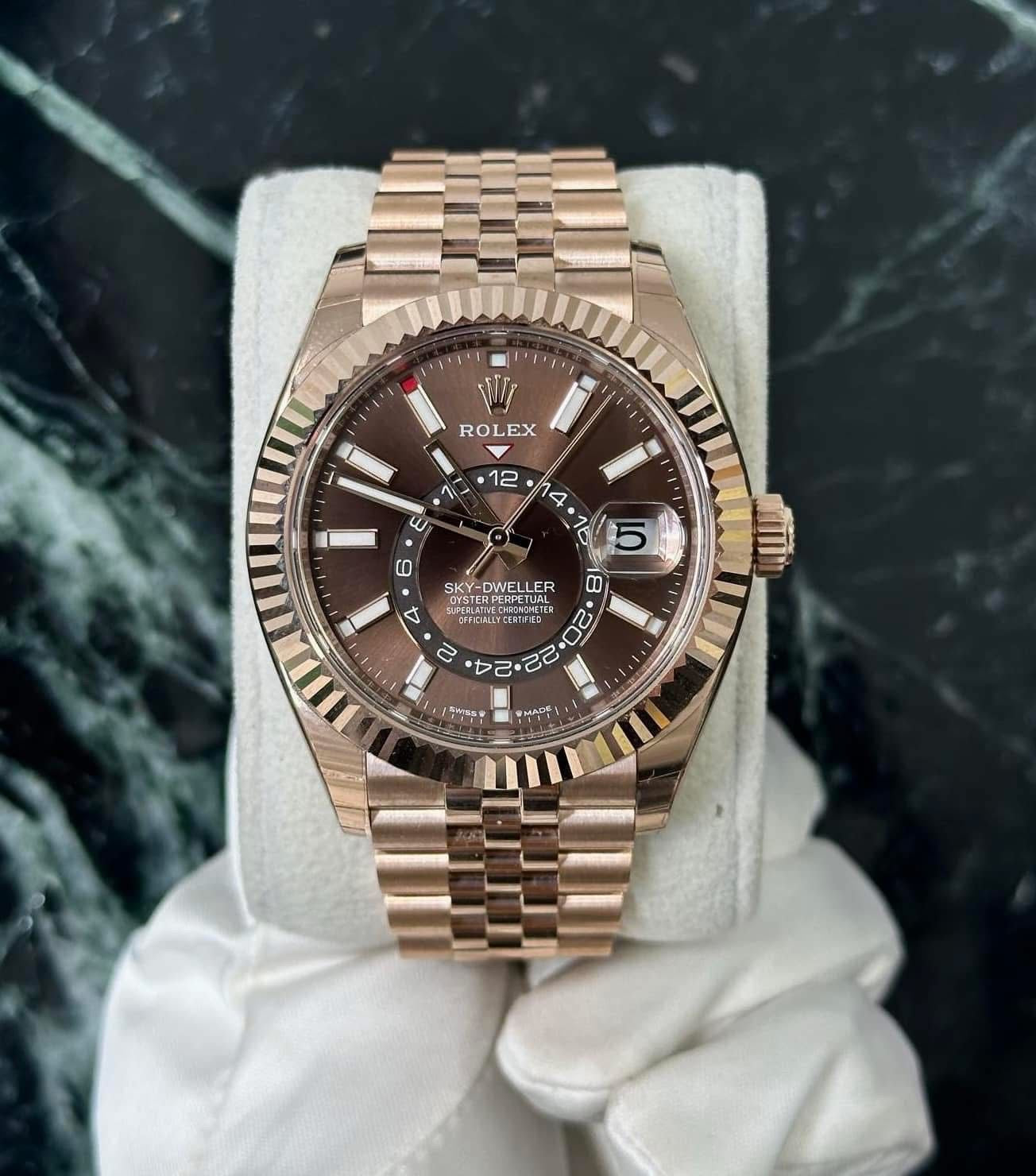 Rolex Sky-Dweller 42mm Chocolate Dial Fluted Bezel Jubilee Bracelet - 336935 | 2024 Model