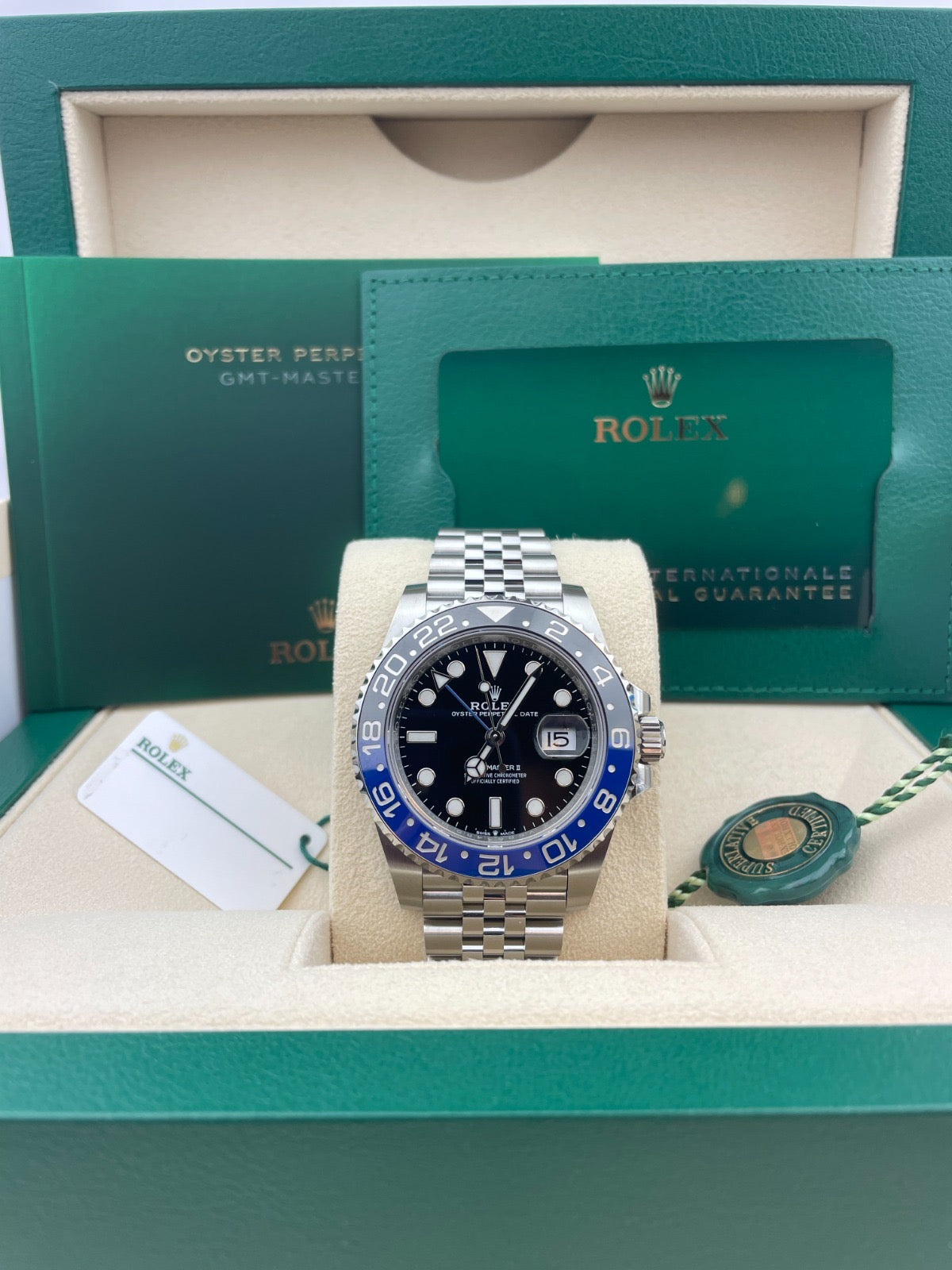Rolex Steel GMT-Master II 40 Watch - Black And Blue Batman Bezel - Black Dial - Jubilee Bracelet - 126710BLNR BATGIRL