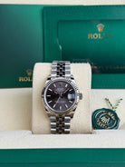 Rolex Steel and White Gold Datejust 31 Watch - Fluted Bezel - Dark Grey Index Dial - Jubilee Bracelet - 278274 dkgij