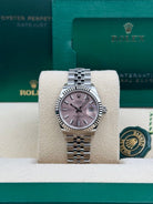 Rolex Steel and White Gold Rolesor Lady-Datejust 28 Watch - Fluted Bezel - Pink Index Dial - Jubilee Bracelet - 279174 pij
