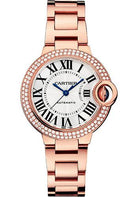 Cartier Ballon Bleu de Cartier Watch - 33 mm Rose Gold Diamond Case - Silvered Dial - Interchangeable Bracelet - WJBB0066
