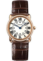 Cartier Ronde Louis Cartier Watch - Small Pink Gold Diamond Case - Alligator Strap - WR000351