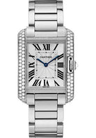 Cartier Tank Anglaise Watch - 34.7 mm White Gold Diamond Case - Diamond Bezel - Silver Diamond Dial - WT100028