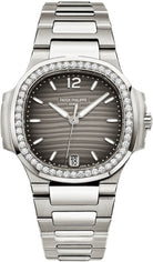 Patek Philippe Nautilus Ladies 33.6mm Charcoal Index Diamond Bezel Stainless Steel Date | 7018/1A-011