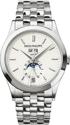 Patek Philippe Complications Day-Date Annual Calendar Moon Phases White Gold Silver Opaline Dial | 5396/1G-010
