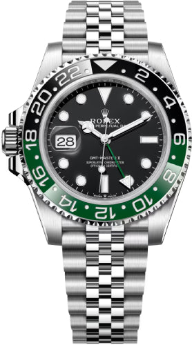 Rolex GMT-Master II "Sprite" Stainless Steel 40 mm Black Dial Jubilee Bracelet Watch - 126720VTNR