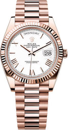 Rolex Day-Date 40 40mm Slate White Roman Dial Fluted Bezel President Bracelet - 228235 | 2024 Model